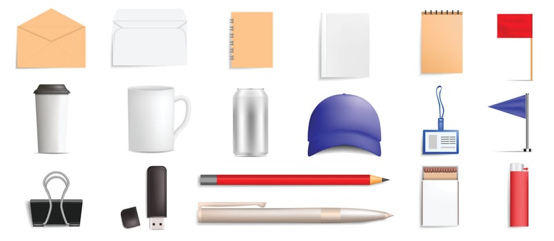 Brand mockup icon set, realistic style vector