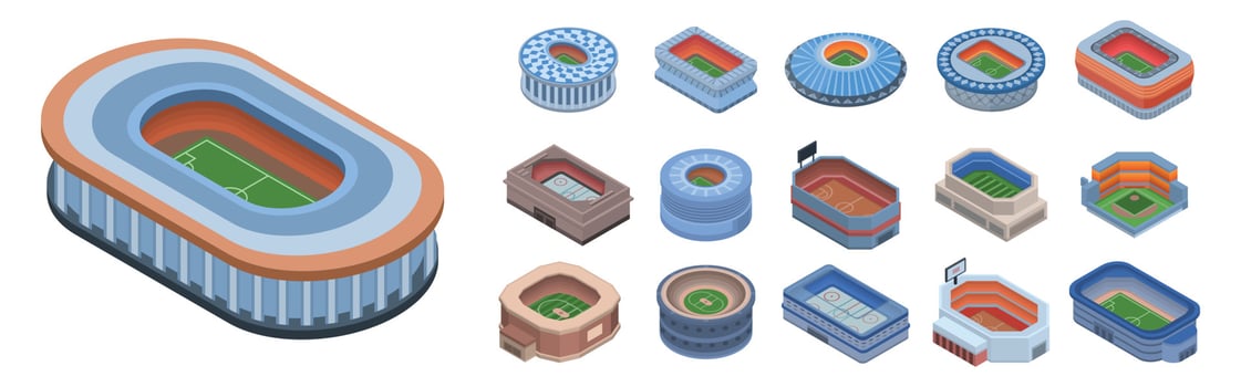Arena icon set, isometric style vector
