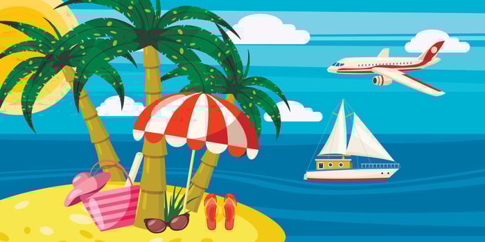 Sea rest banner horizontal concept, cartoon style vector