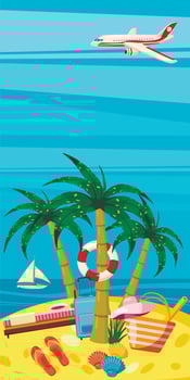 Sea rest banner vertical concept, cartoon style vector