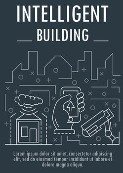 Intelligent building banner, outline style vector