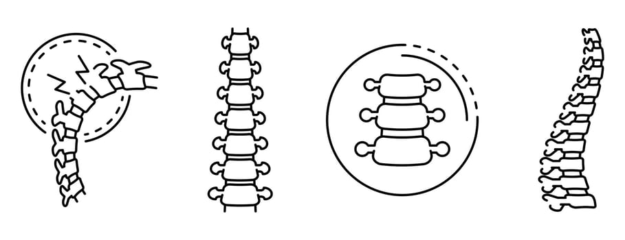 Spine icon set, outline style vector