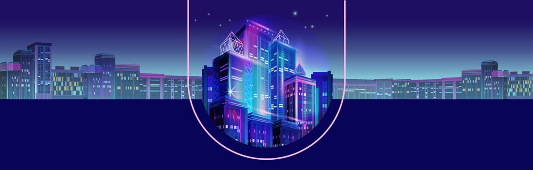 Fragment of a night panorama of a modern city. Vector. vector