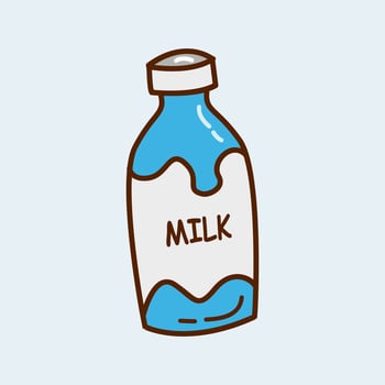 Cow milk bottle doodle vector illustration