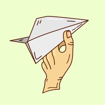 Paper airplane vector doodle illustration