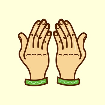 Hand with praying gesture vector illustration