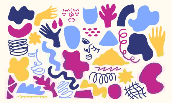 Doodle abstract background big colelction shape. Modern handdrawn vector