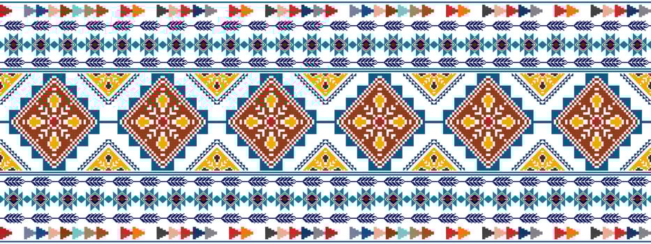 Ikat ethnic seamless pattern design. Aztec fabric carpet mandala ornaments textile decorations wallpaper. Tribal boho native ethnic turkey traditional embroidery vector background