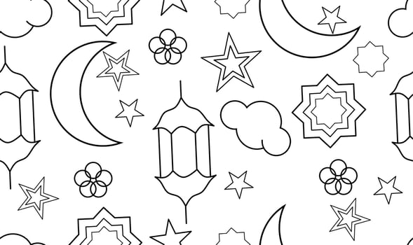 outline seamless pattern arabic ornament vector