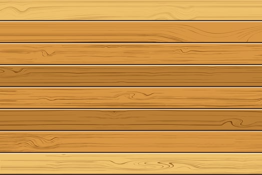 Texture of brown wooden with horizontal planks boards, vector illustration