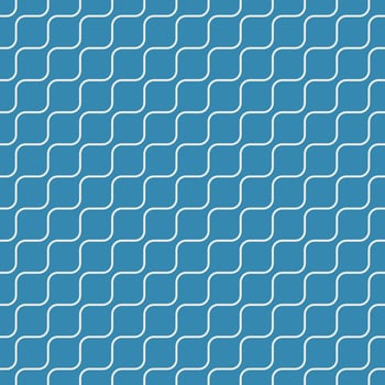Seamless geometric pattern, oblique wave on blue background, stripes abstract template, vector illustration