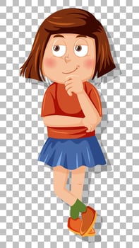 Girl thinking cartoon character vector