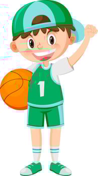 A boy playing basketball cartoon vector