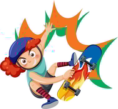 Girl playing skateboard cartoon character vector