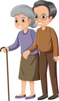 Elderly couple cartoon character vector