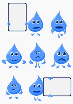 Editable Vector of Various Water Characters Illustration Icons Set for Earth Day or Green Life Environment Water Saving Campaign