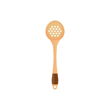 Rounded wooden spatula vector illustration isoalted on white background. Suitable for Realistic 3d Mockup. Natural Wood Material tool for cooking and BBQ.