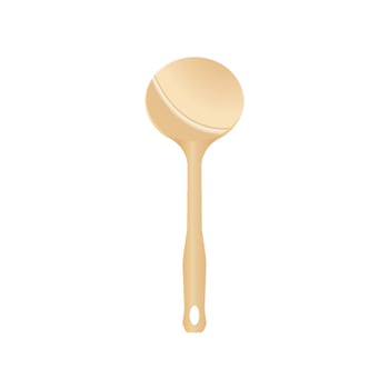 Wooden ladle vector illustration isoalted on white background. Natural Wood Material tool for cooking. Suitable for 3d Realistic Mockup.