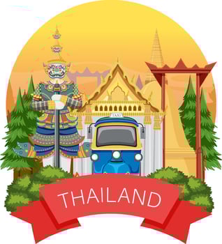 Bangkok Thailand Landmark Logo Banner vector