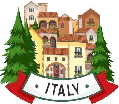 Italy banner label with house buildings vector