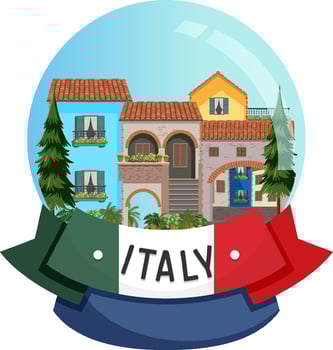 Italy banner label with house buildings vector