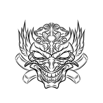 Tattoo face mask sketch vector design