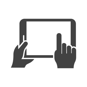 Using Tablet Glyph Black Icon vector