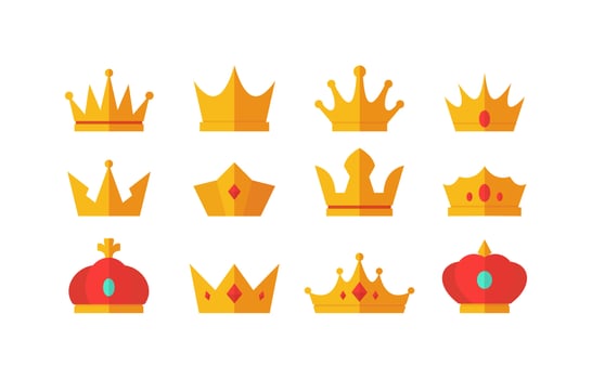 Cute Flat Crown Icon Set vector