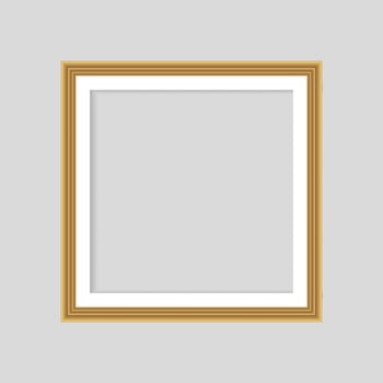 Realistic gold frame isolated on grey background. Perfect for your presentations. Vector illustration.