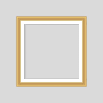 Realistic gold frame isolated on grey background. Perfect for your presentations. Vector illustration.