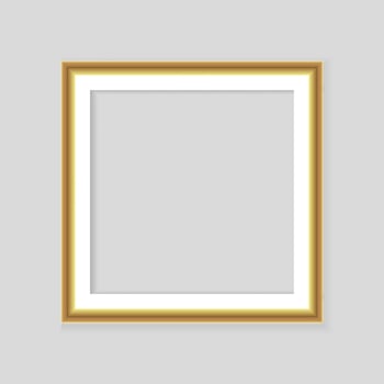 Realistic gold frame isolated on grey background. Perfect for your presentations. Vector illustration.