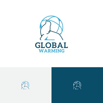 Walrus Animal Pole Wildlife Earth Planet Global Warming Monoline Logo vector