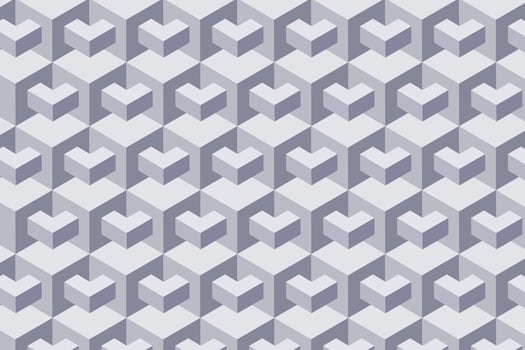 Isometric gray cubes abstract background. Monochrome wallpaper with isometric elements, 3D rendering gray wallpaper. vector
