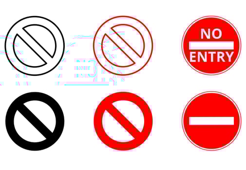 no entry sign set isolated on white background vector