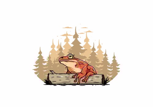 big frog perched on a log illustration vector