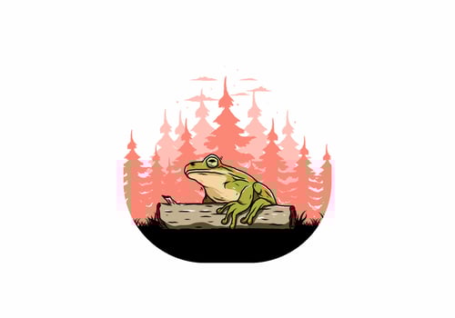 big frog perched on a log illustration vector