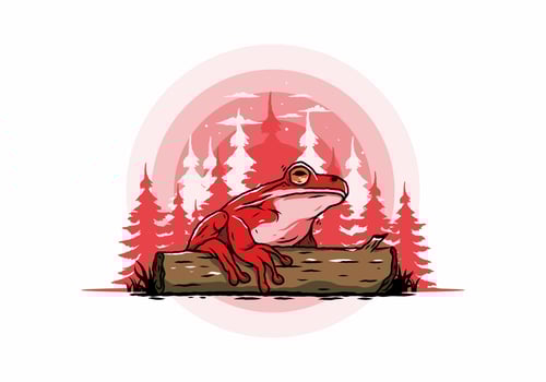 big frog perched on a log illustration vector