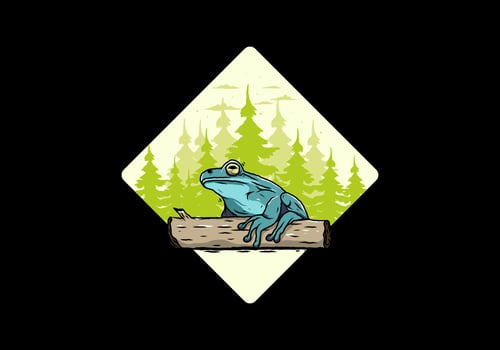 big frog perched on a log illustration vector
