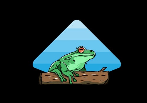 big frog perched on a log illustration vector