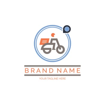 Motorcycle delivery courier logo template design for brand or company and other vector