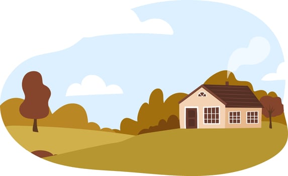 Cozy house landscape vector illustration