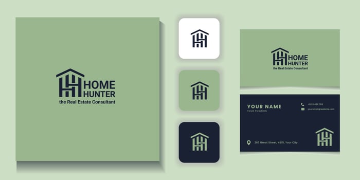 Real Estate and property consultant logo brand identity set free vector template