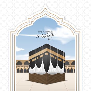 islamic greeting hajj for eid adha mubarak and pilgrimage vector