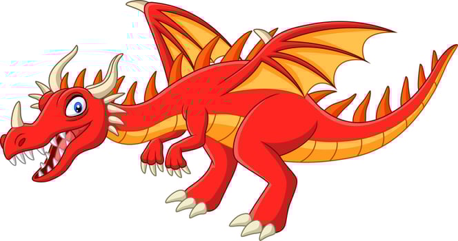 Cartoon red dragon on white background vector