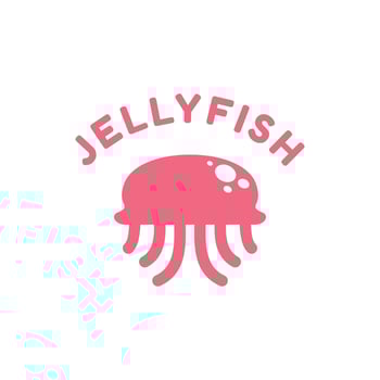 Cute Jellyfish Cartoon logo design vector