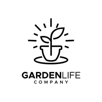 Plant Leaf Flower Pot for Garden Plantation Culitivation Farm Logo design vector