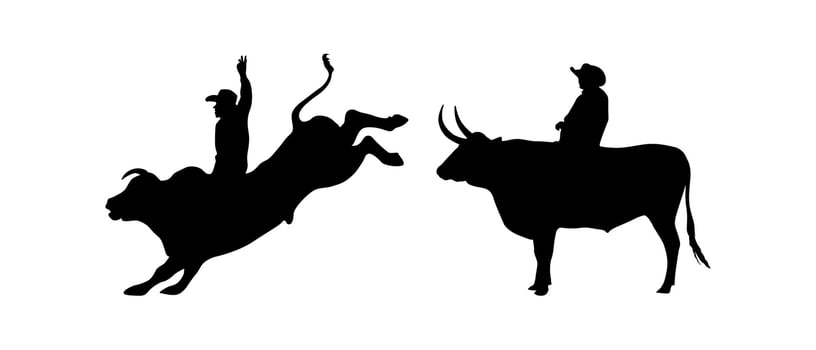 Bull Buffalo Rider Silhouette Vector