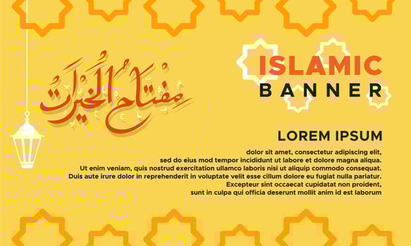 Islamic Banner Template With Calligraphy Miftahul Khairat translation Key to Do Good vector