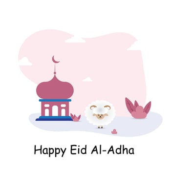 happy eid al Adha illustration with sheep vector