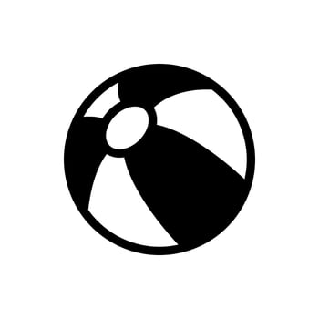 Beach Ball Silhouette Icon. White Black Striped Bouncy Air Beachball Glyph Pictogram. Circle Water Inflatable Beach Ball Plastic Toy Flat Symbol. Sport Vacation Sign. Isolated Vector Illustration.